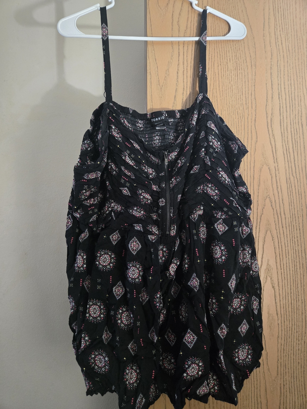 torrid Black Printed Ruched Spaghetti Strap Camisole